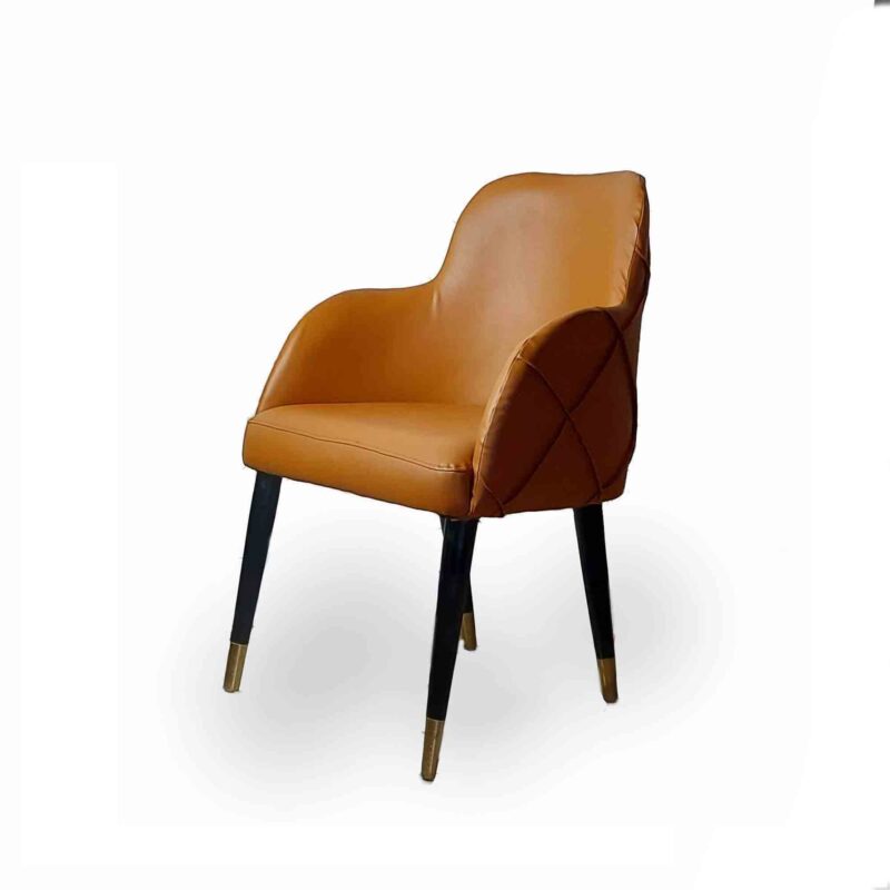 Brown Leather Dining Chair - Woplek Furniture