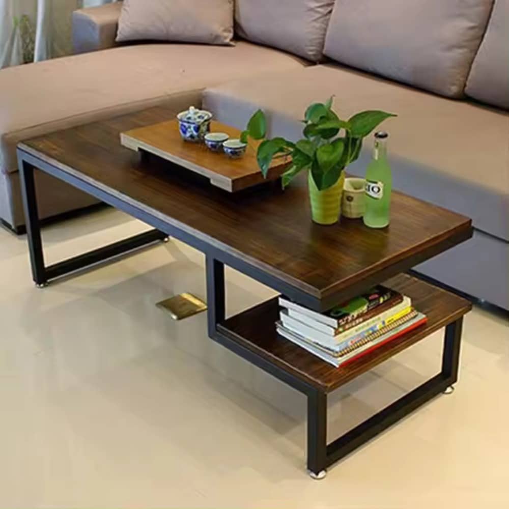 Coffee table with side storage shelf